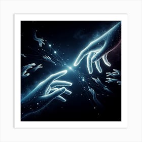 Two Hands Reaching For Each Other Dreamscape Art Print