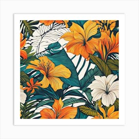 Tropical Floral Pattern Art Print