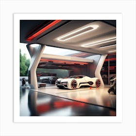 Futuristic Car Garage 3 Art Print