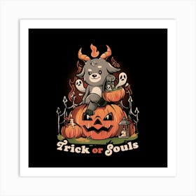 Trick or Souls - Evil Creepy Baphomet Halloween Gift 1 Art Print