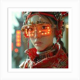 Chinese Girl With Red Glasses Art Print