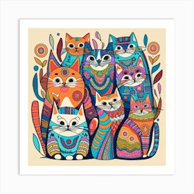 Colorful Cats Art Print