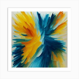 Gorgeous, distinctive yellow, green and blue abstract artwork Art Print