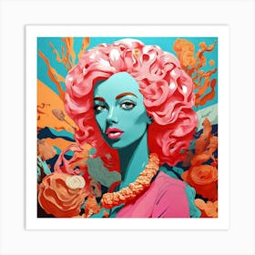 Woman With Pink Hair Art Print