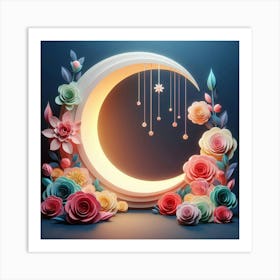 Moon With Flowers Art Print