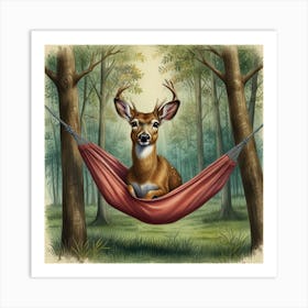 Deer In A Hammock 3 Art Print