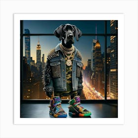 Dog With Sneakers Art Print