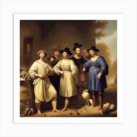 Group Of Men In A Barn Art Print