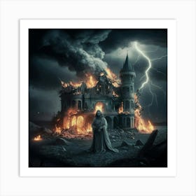 Castle Of Fire Art Print