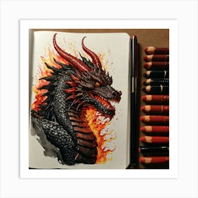 Dragon In Flames 5 Art Print