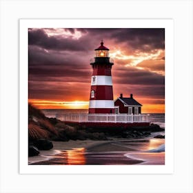 Lighthouse At Sunset 25 Art Print