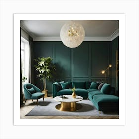 Green Living Room 5 Art Print