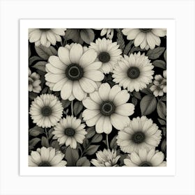 Black And White Daisies Art Print