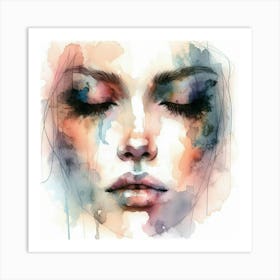 Watercolor Of A Woman'S Face 33 Art Print