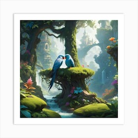 Parrots In The Forest Art Print