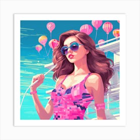 Sexy Girl In Pink Art Print