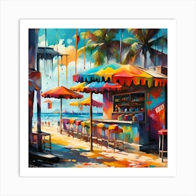 A Captivating Beach Bar By The Shore 1 Art Print