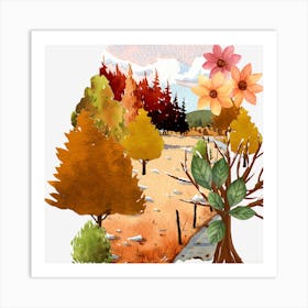 Autumn Season Tropical landscape Plant art Art Print