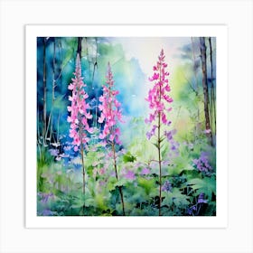 Watercolour Vibrant Wild Flowers Art Print