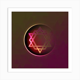 Geometric Neon Glyph on Jewel Tone Triangle Pattern 292 Art Print