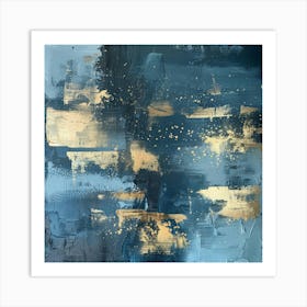 Blue And Gold Abstract Painting 14 Art Print