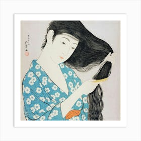 Woman Combing Her Hair Art Print