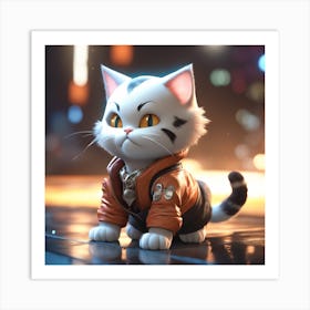 Cat In A Jacket 1 Art Print