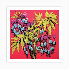 Bleeding Heart Dicentra 4 Pop Art Illustration Square Art Print