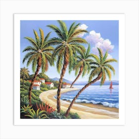 Palm Trees On The Beach 1 Art Print