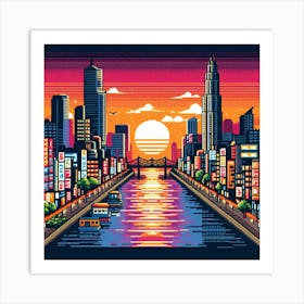 8-bit city skyline 2 Art Print