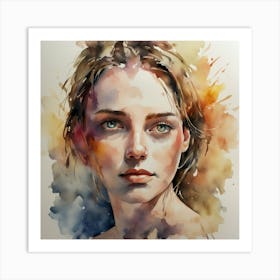 Watercolor Portrait Of A Woman 19 Art Print