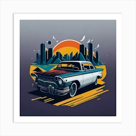 Car Colored Artwork Of Graphic Design Flat (86) Art Print