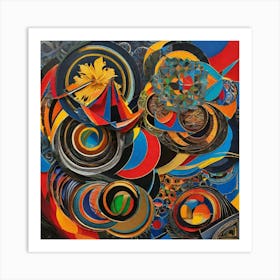 Abstract Art Vibrantsketchy Psychedelic Motif By Jacob Lawrence And Francis Picabia Perfect Com Art Print