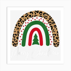 Merry Christmas Leopard Rainbow Pajamas Xmas Teacher Women Art Print