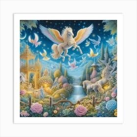 Unicorns In The Garden Art Print