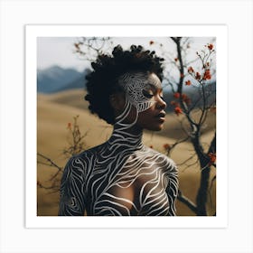 Zebra Body Painting Art Print