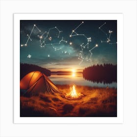 Campfire With Constellations 1 Art Print