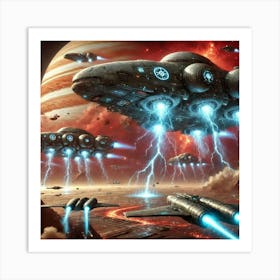 A Sci Fi Depiction Of Leviathan Class Airships, Ma Art Print