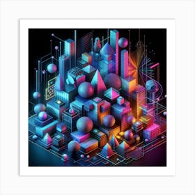 Neon Futurism: A Holographic Tribute to the Avant-Garde Movements of the 20th Century Art Print