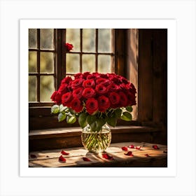 Red Roses In A Vase 5 Art Print