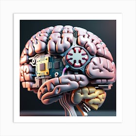 Brain With Electronic Components Art Print