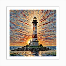 Lighthouse At Sunset 2 Art Print