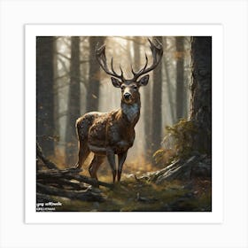 Deer In The Woods 43 Art Print