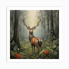 Deer In The Forest 1 Art Print