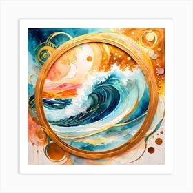 Abstract Waves And Tides Watercolor Painting. Art Print