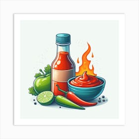 Hot Sauce Illustration 2 Art Print