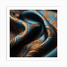 Blue And Gold Paisley Art Print