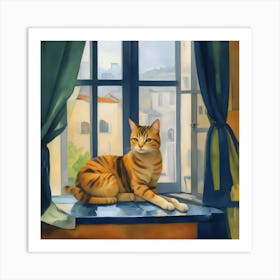Cat On A Window Sill 1 Art Print