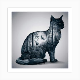 Cat In The Forest Art Print