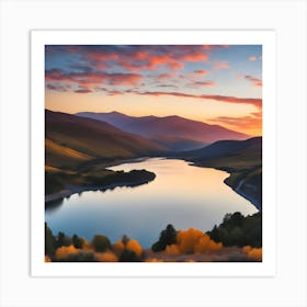 Sunset In The Mountains Art Print